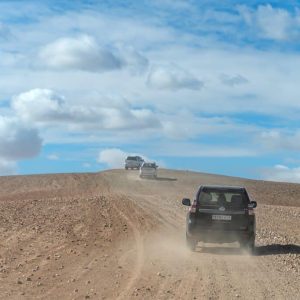 Agafay Desert, Morocco - February 16, 2025: Explore the Agafay Desert in Morocco on an exhilarating offroad adventure